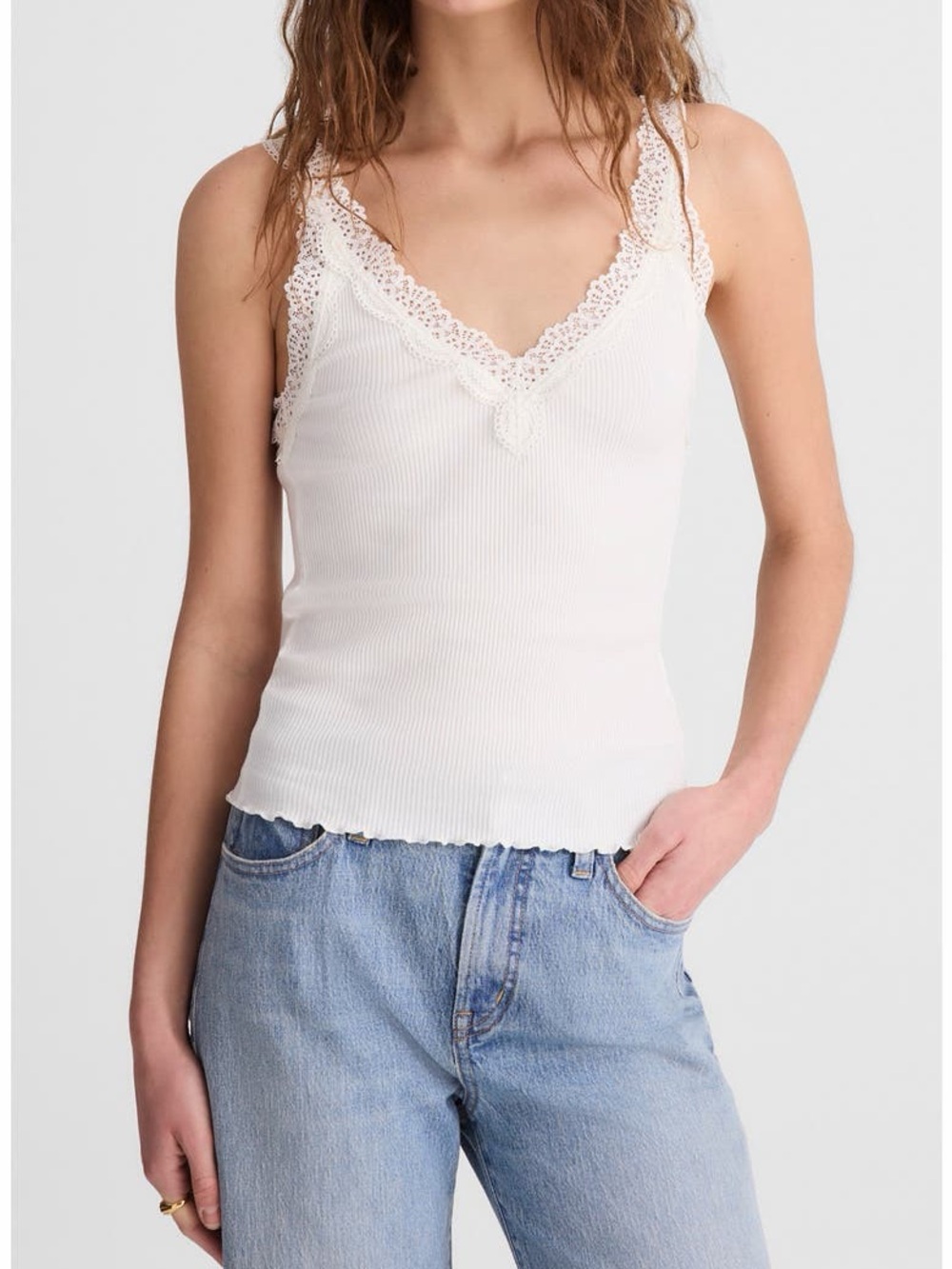 Madewell Lace-Trim Ribbed Camisole - Cream